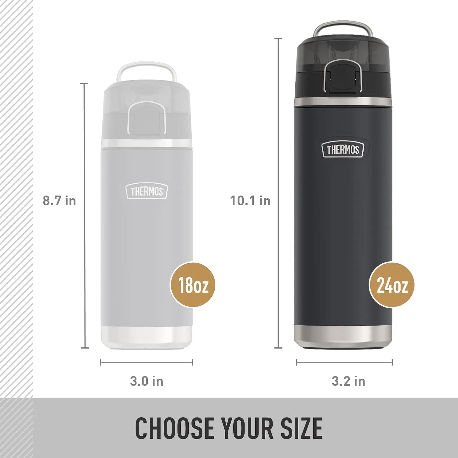 THERMOS ICON SERIES Stainless Steel Water Bottle with Spout - 24 Ounce, Glacier - Vacuum Insulated Water Bottle with Lid
