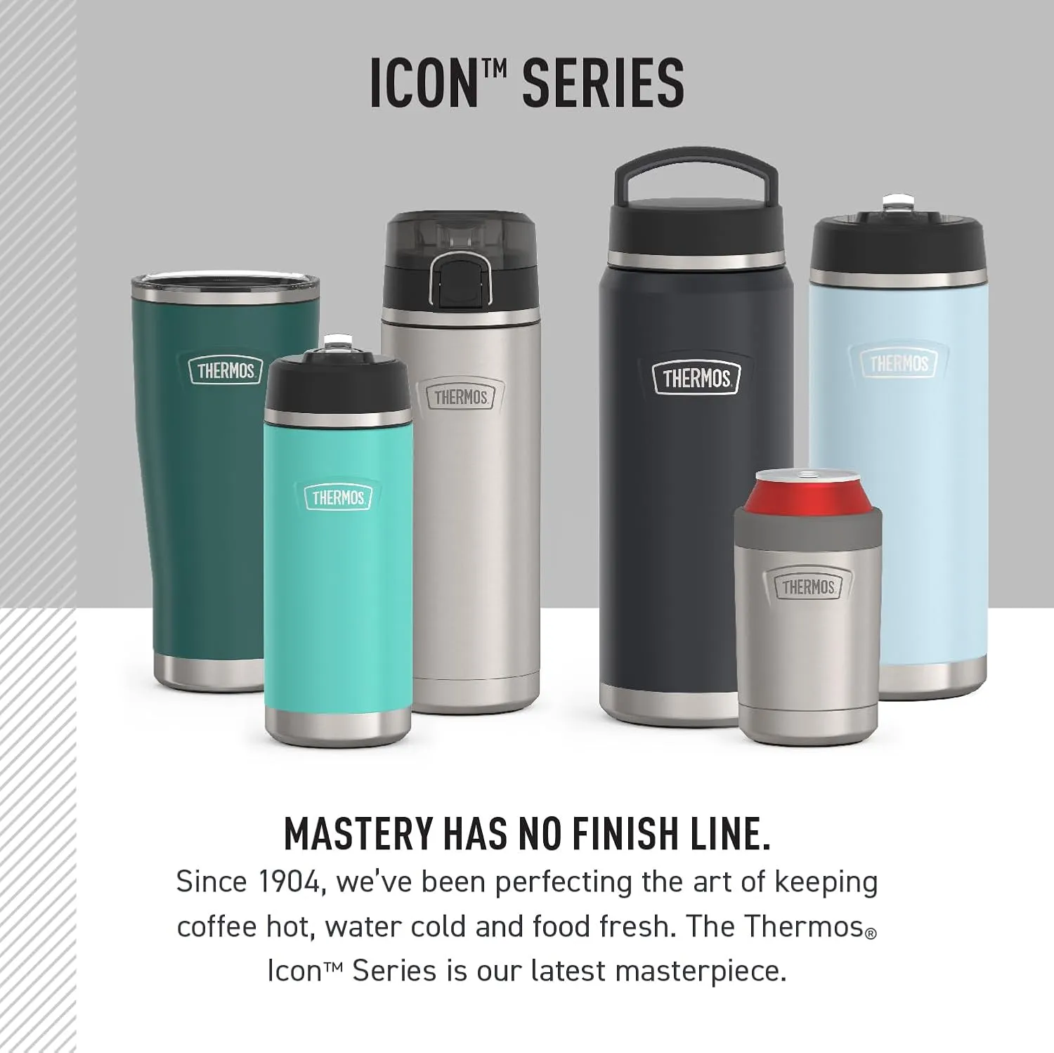 THERMOS ICON SERIES Stainless Steel Water Bottle with Spout - 24 Ounce, Glacier - Vacuum Insulated Water Bottle with Lid