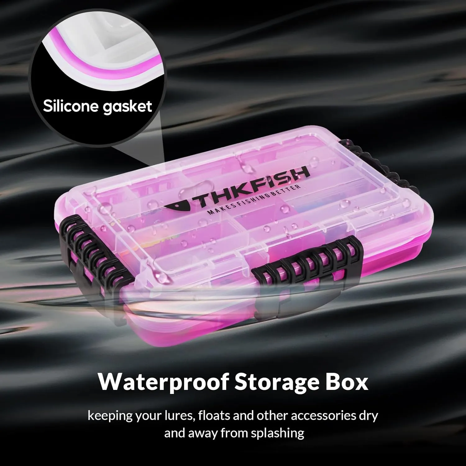 THKFISH Fishing Tackle Box 3600 Tackle Tray Floating Fishing Lure Box Storage Organizer Small Plastic Box with Adjustable Dividers,Sun-proof 1/2PCS