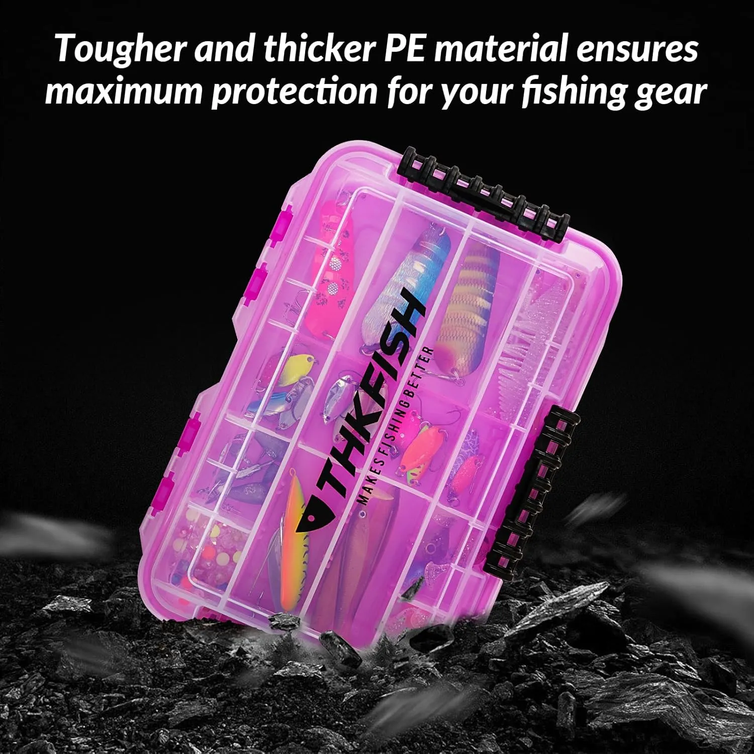 THKFISH Fishing Tackle Box 3600 Tackle Tray Floating Fishing Lure Box Storage Organizer Small Plastic Box with Adjustable Dividers,Sun-proof 1/2PCS