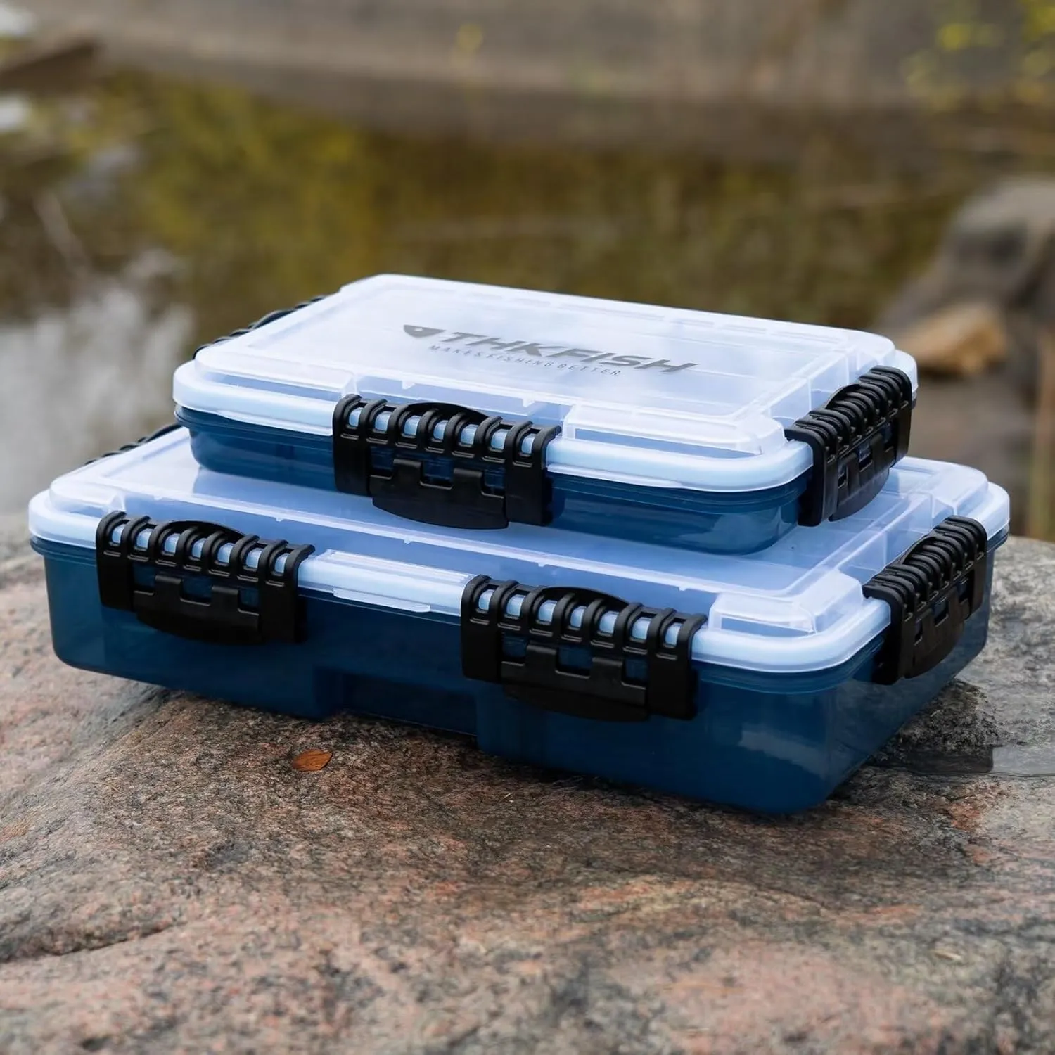THKFISH Fishing Tackle Box 3600/3700 Tackle Tray Floating Fishing Lure Box Storage Organizer Small Plastic Box with Adjustable Dividers,Sun-Proof 3600-3700L-2PCS