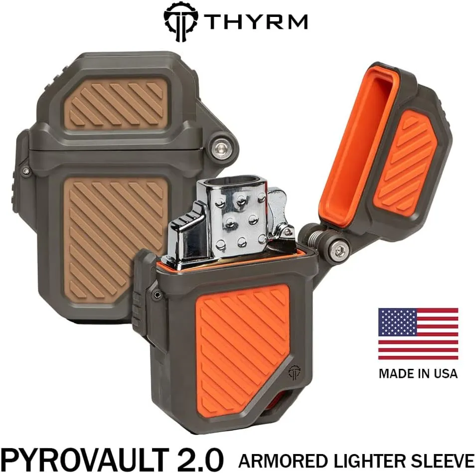 Thyrm PyroVault 2.0 Lighter Armor Compatible with Zippo Inserts, for Protection, Less Evaporation, and Retention, Made in The USA (Urban (Dark Urban Grey   Black))