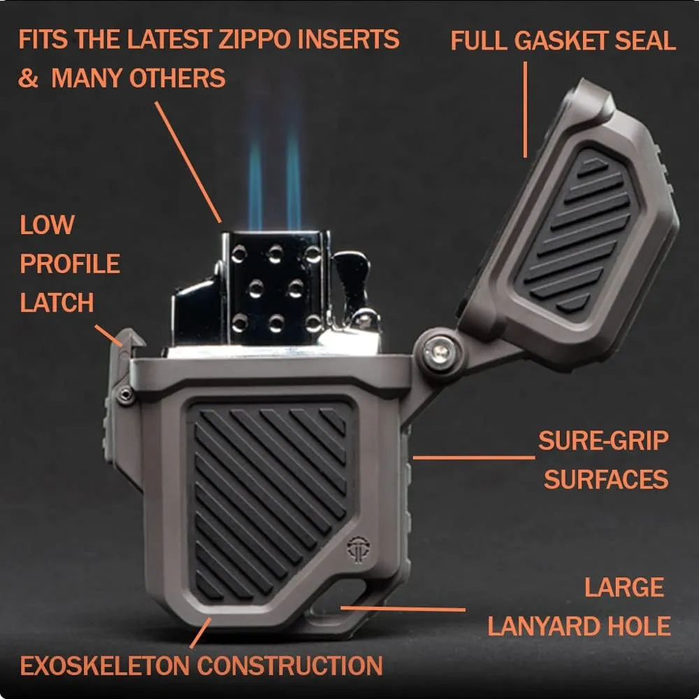 Thyrm PyroVault 2.0 Lighter Armor Compatible with Zippo Inserts, for Protection, Less Evaporation, and Retention, Made in The USA (Urban (Dark Urban Grey   Black))