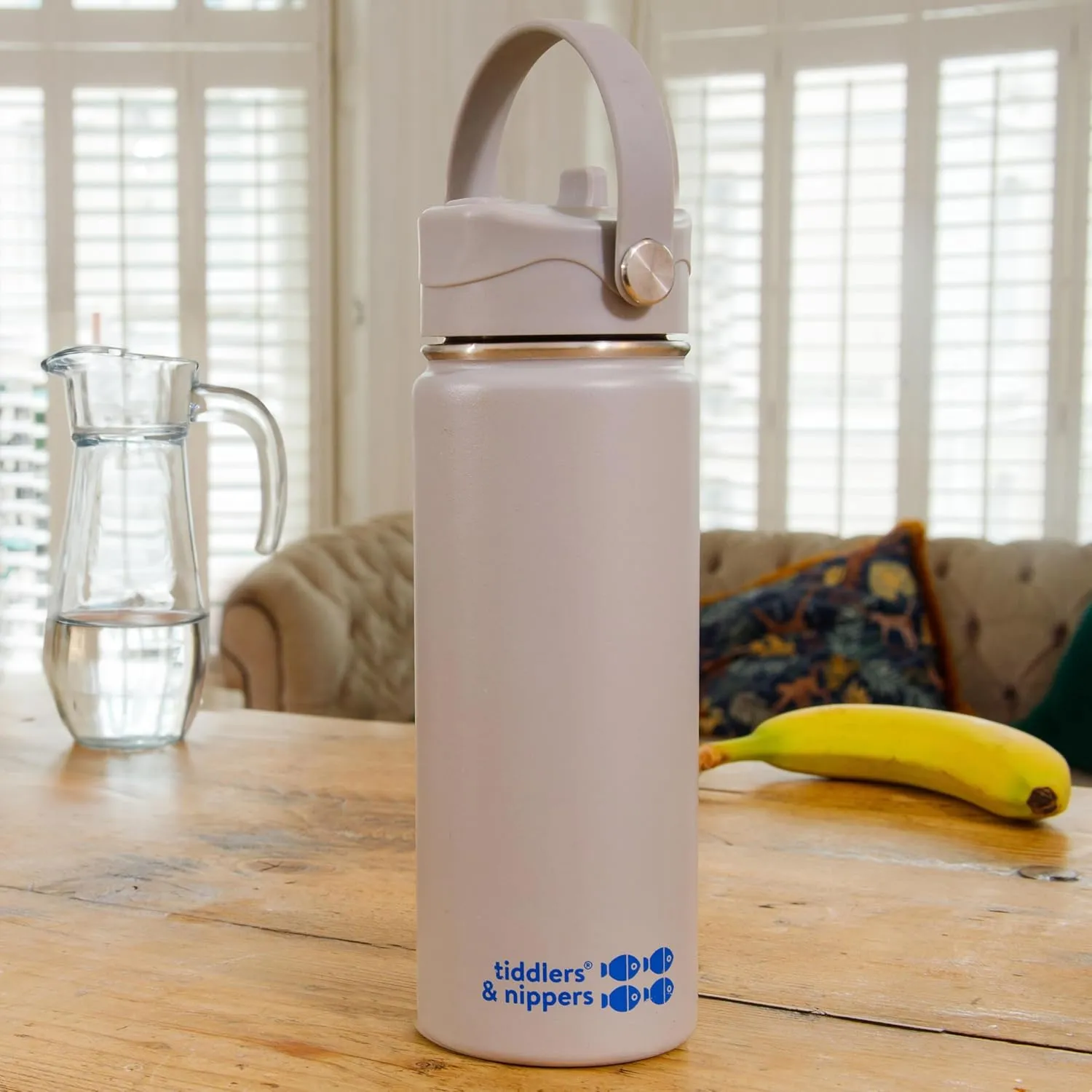 tiddlers & nippers 18oz Stainless Steel Vacuum Insulated Double Wall Kids Reusable Water Bottle with Leak Proof Straw 500ml | Keeps Cool for 24hrs & Warm for 10hrs   (Plain Gray)