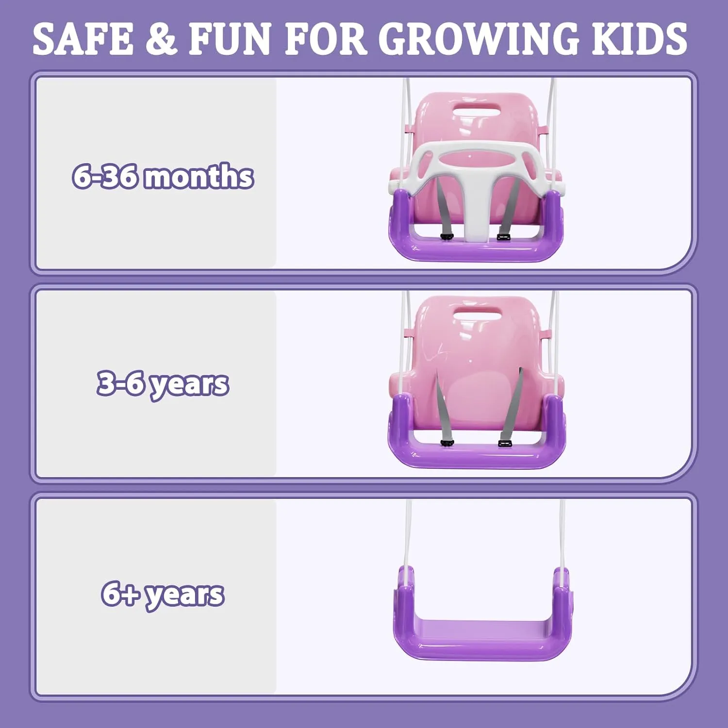 Toddler Swing with Soft Cushion, Foldable Indoor & Outdoor Baby Swing, Easy to Install & Store for Backyard Play (Pink)