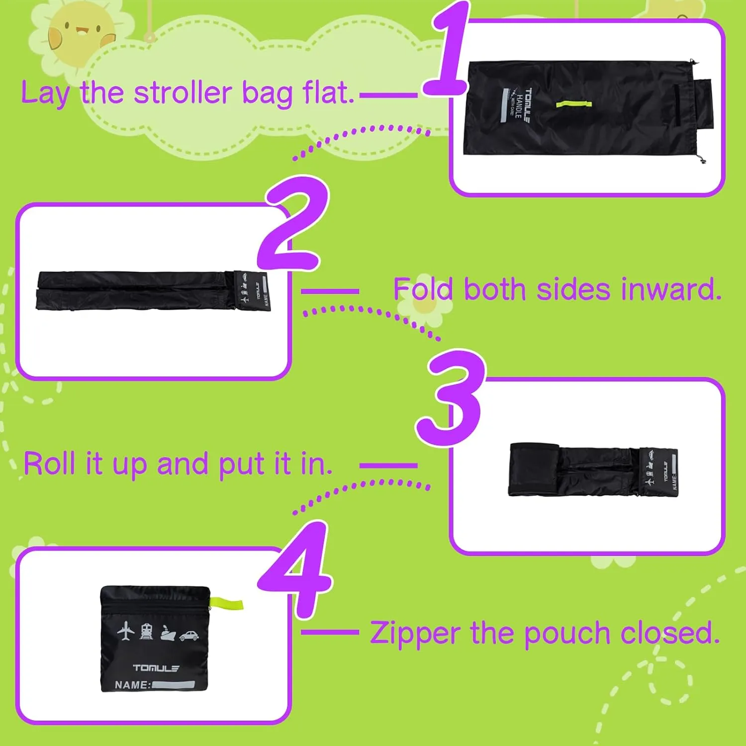TOMULE Gate Check Stroller Bag for Airplane Travel,Waterproof Stroller Cover for Airplane Travel XL,Double Stroller Travel Bag for Airplane Padded(fits All Stroller, Black)