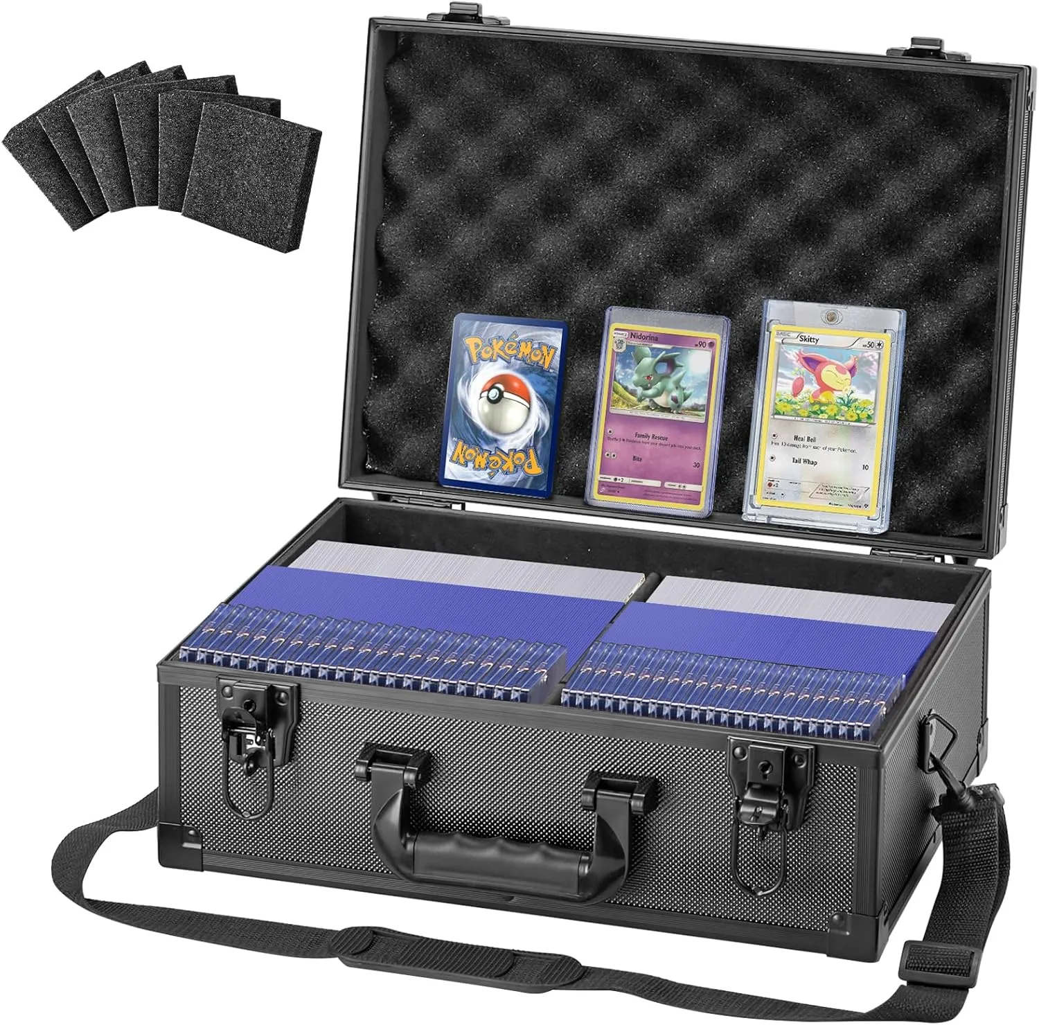 Toploader Storage Box - Card Organizer for 3" x 4" 35pt Rigid & Magnetic Card Holders, Sports Card Case with Three Lock, Trading Cards Hard Case with Shoulder Strap for 600  Top Loader Card