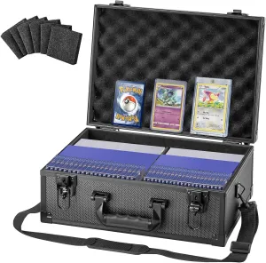 Toploader Storage Box - Card Organizer for 3" x 4" 35pt Rigid & Magnetic Card Holders, Sports Card Case with Three Lock, Trading Cards Hard Case with Shoulder Strap for 600  Top Loader Card