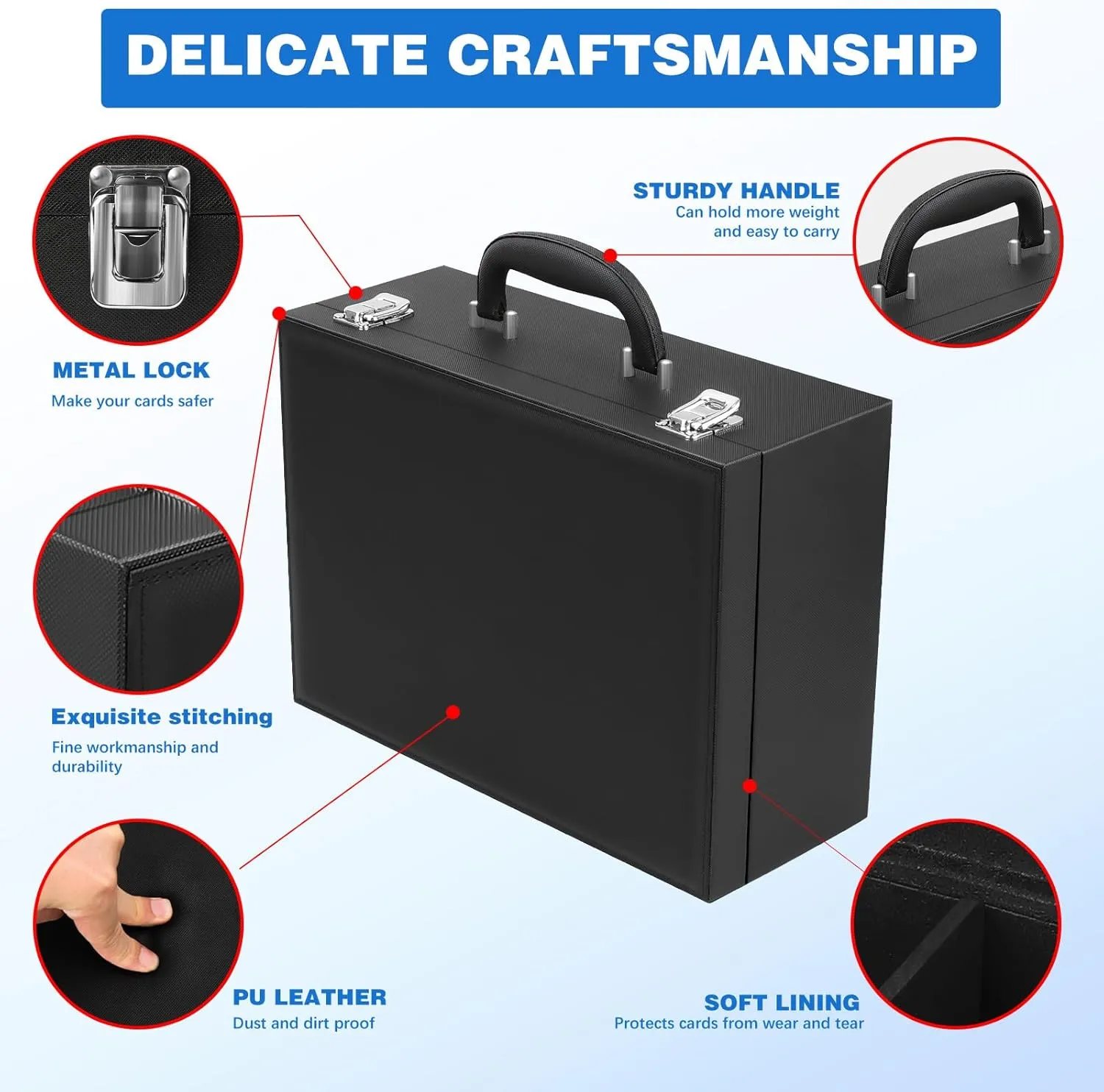 Toploader Storage Box for 3"x4" - Holds 500  Loaders,120 Magnetic Holders,Durable PU Leather,Shockproof,Moisture-Proof - Perfect for Sports Card Storage,Trading Card Display,TCG Deck Organization