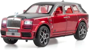 Toy Car Model Rolls-Royce Cullinan 1/24 Red Alloy Collectibles Die-cast Vehicles with Sound and Light