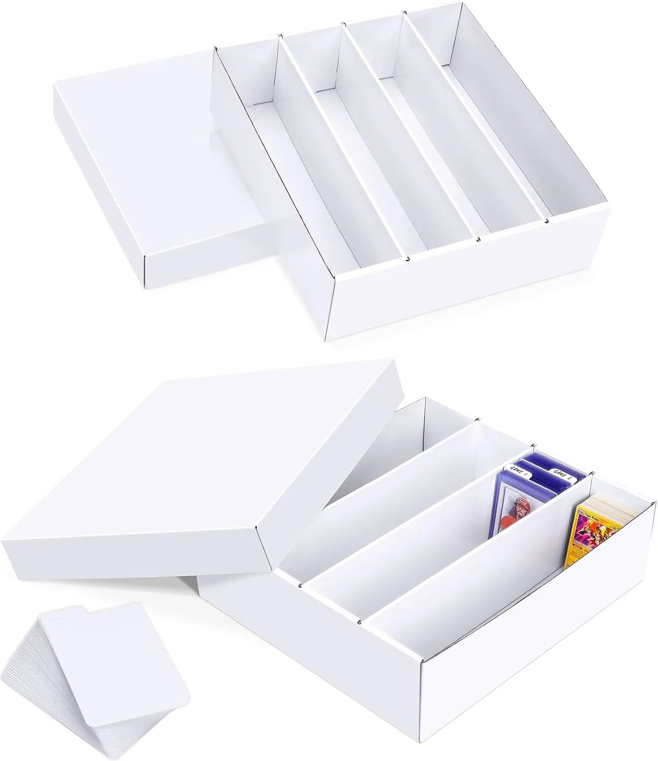 Trading Card Storage Box, 3200 Count Cardboard Storage Box with Divider for Sports, Tcg, Mtg Card(2 Pack)