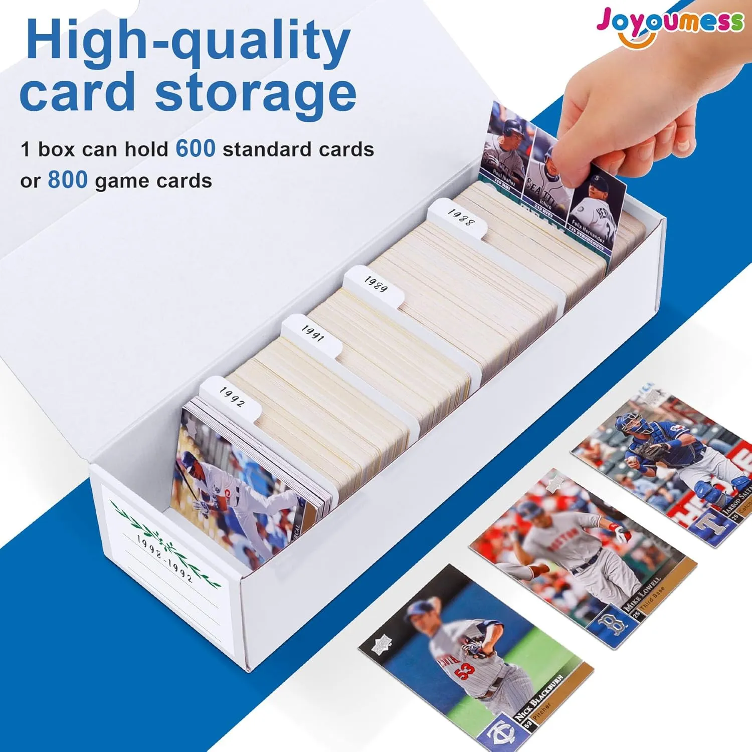 Trading Card Storage Box, card organizer box with dividers for Baseball, Sports, Game, Playing Card Collection, pack of 6