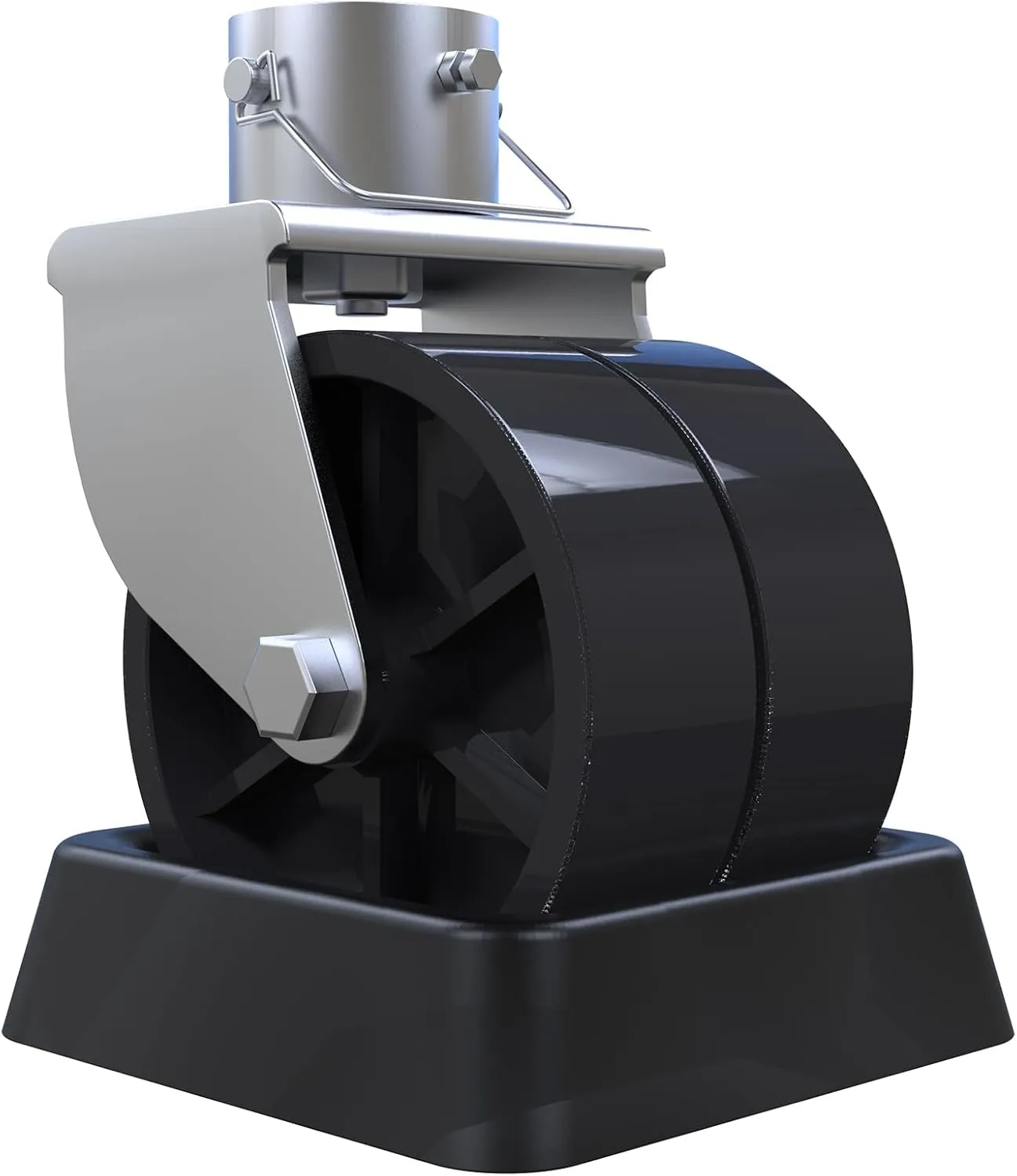 Trailer Jack Wheel Replacement with Rubber Wheel Chock,6" Dual Trailer Swirl Jack Caster Wheel with Safety Pin,2000lbs Capacity Fits Any Jack Better Soft Ground Roll Trailer Boat,Camper,Car Hauler