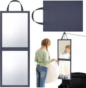 Travel Hanging Mirror Full Length for Dance Bag 33. 5 x 13. 4 Inch Foldable Backstage Mirror for Dancers Artists Aestheticians Home Spa Dance Competition Must Haves(Grey)