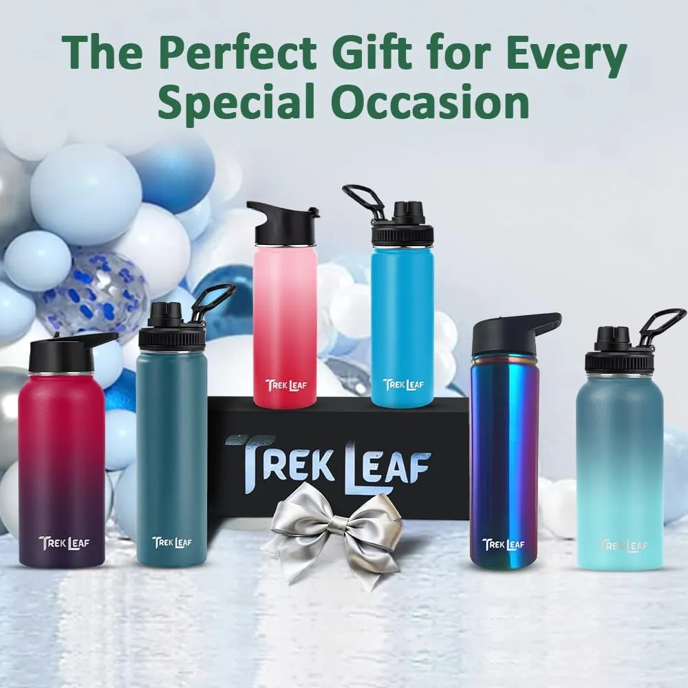 Travel Water Bottle with 3 Lids (Spout, Straw, Flip) Leak Proof, Quality, Vacuum Insulated, Stainless Steel (Red, 18 oz)