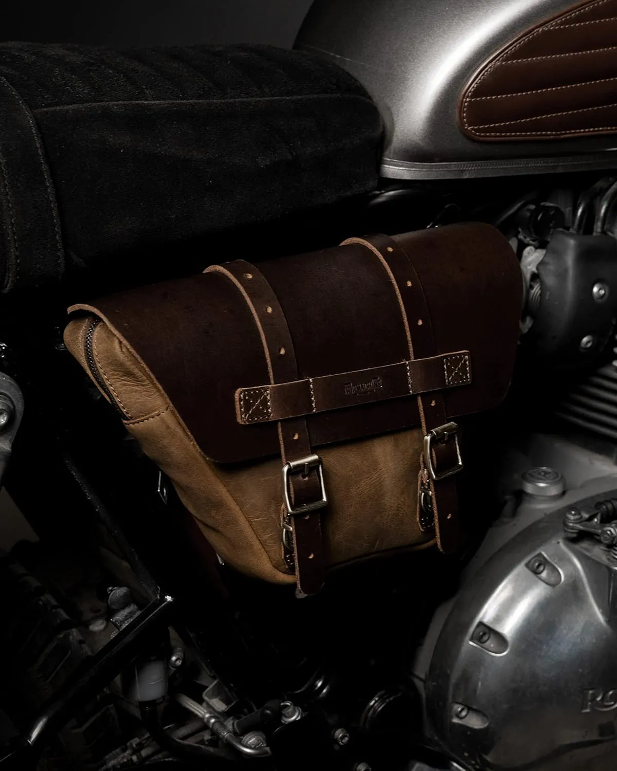 Trip Machine Company Wingman Side Panel Plate Battery Cover Bag Battery Box Storage for Royal Enfield Interceptor 650 / Continental GT 650 (Brown, Pair)