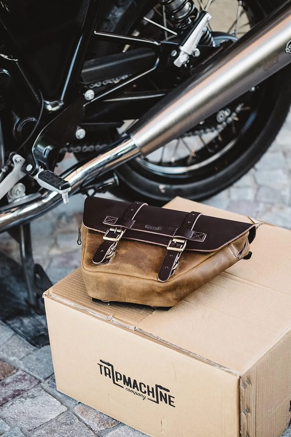 Trip Machine Company Wingman Side Panel Plate Battery Cover Bag Battery Box Storage for Royal Enfield Interceptor 650 / Continental GT 650 (Brown, Pair)