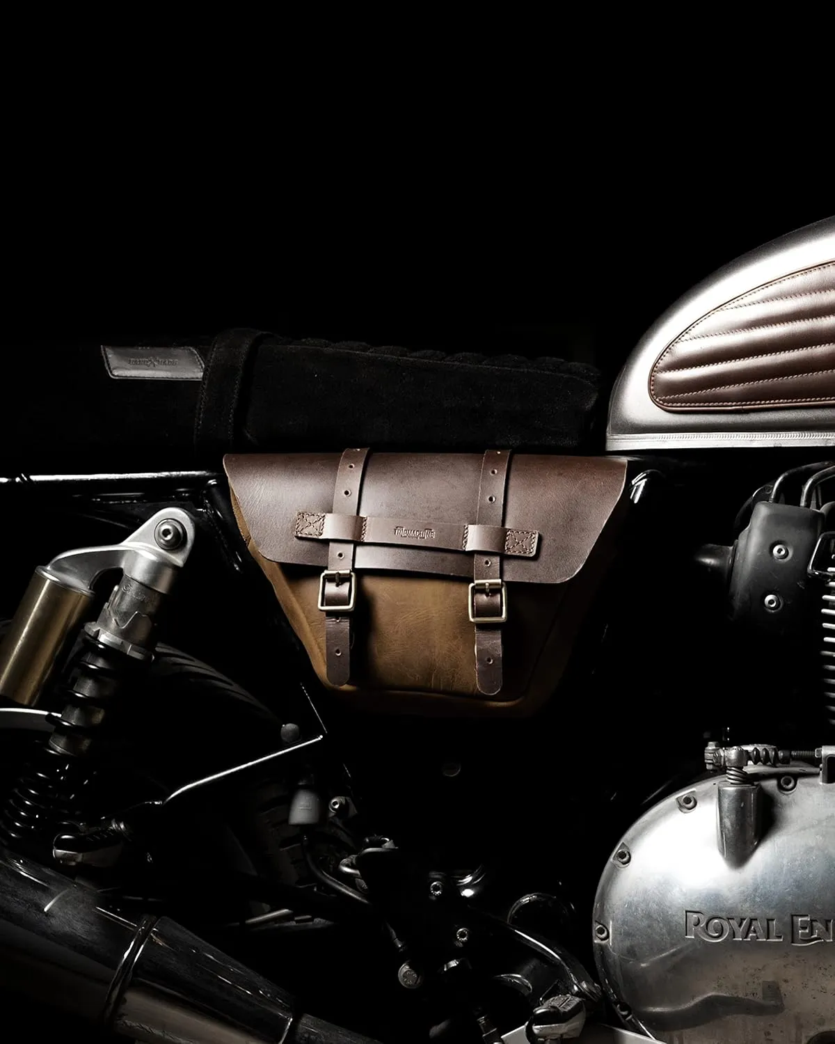 Trip Machine Company Wingman Side Panel Plate Battery Cover Bag Battery Box Storage for Royal Enfield Interceptor 650 / Continental GT 650 (Brown, Pair)