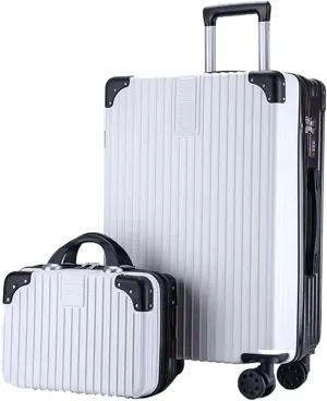 Trolley Case With Universal Wheels And Bag, Multi-functional Carrying Case, Hard Shell Suitcase With Impact Resistant Corners (Color : 20 Bag, Size : Black White)