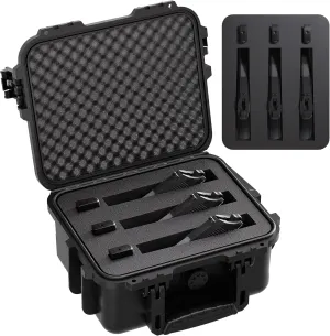 TSA Approved Pistol Case, Gun Case for Handguns, Lockable Carrying Box with 3 Pistols &6 Magazines for Air Travel & Range Use, Foam Insert & Waterproof Hard Shell for Glock 19, 9mm Pistols