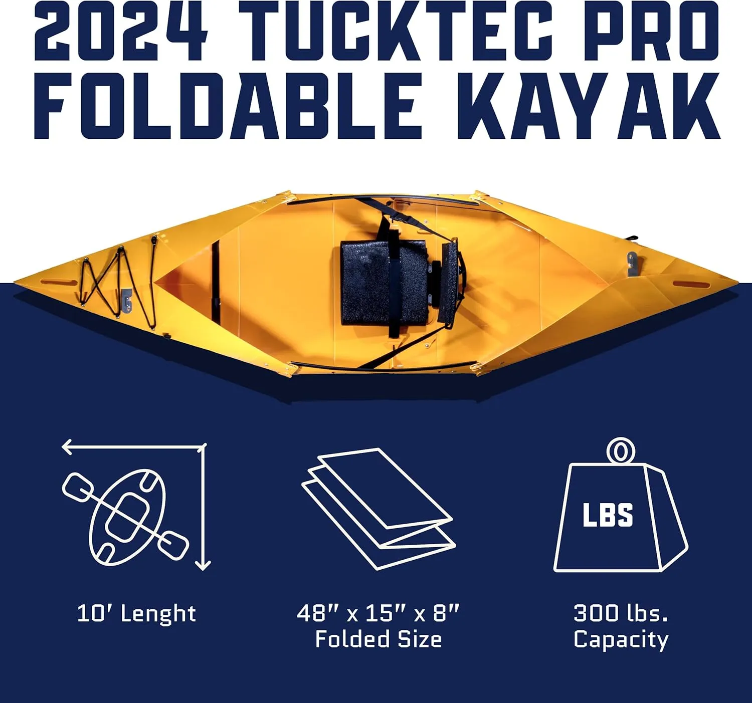 Tucktec 10' PRO Foldable Kayak - Full Size Folding Kayak - Portable Kayak for Adults - Made in USA