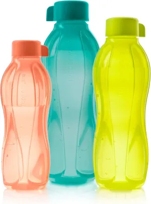 Tupperware Brand Eco  Reusable Water Bottle Multipack - Includes 500mL, 750mL & 1L Sizes - Dishwasher Safe & BPA Free - Lightweight & Leak Proof