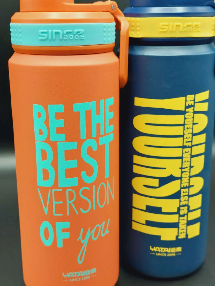 Typography Design Stainless Steel Sport Thermos Double Wall Insulated Water Bottle Vacuum Flask