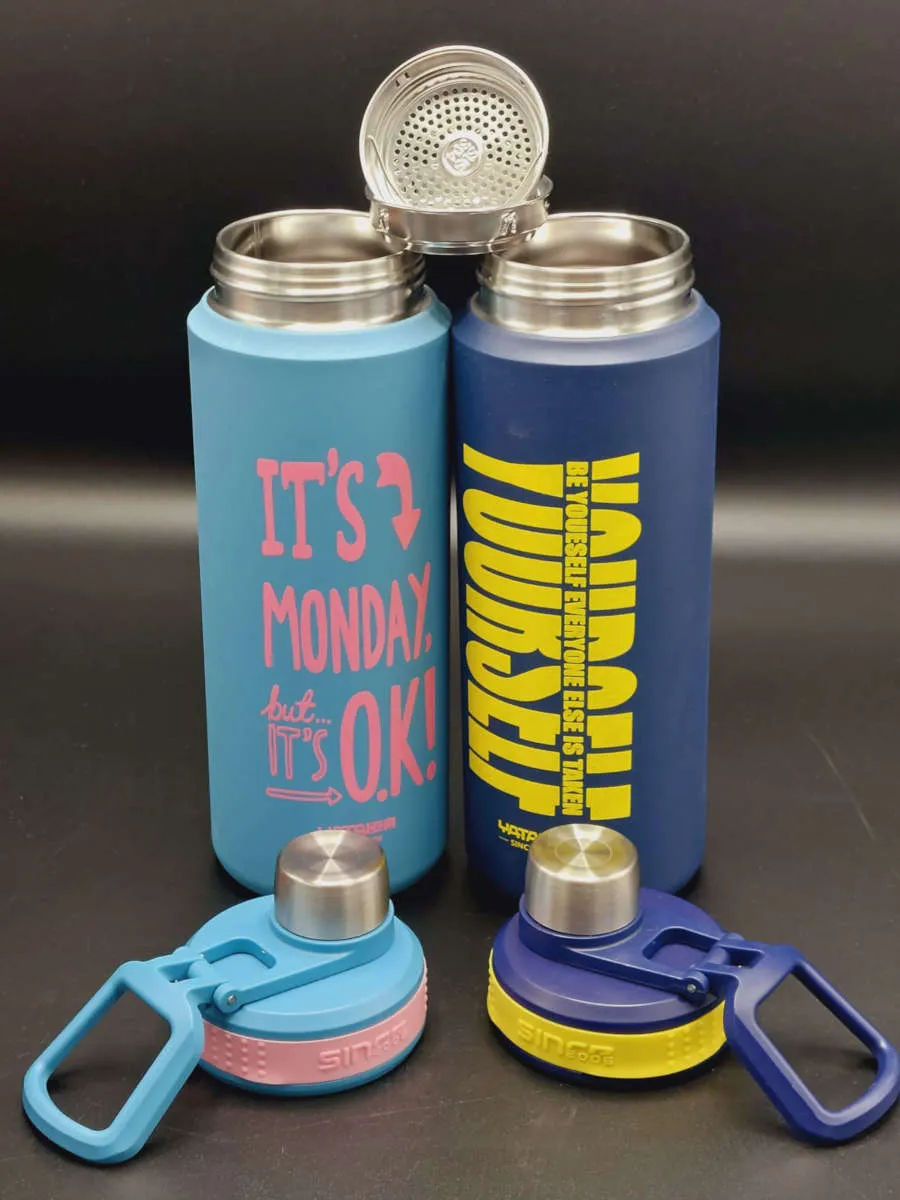 Typography Design Stainless Steel Sport Thermos Double Wall Insulated Water Bottle Vacuum Flask