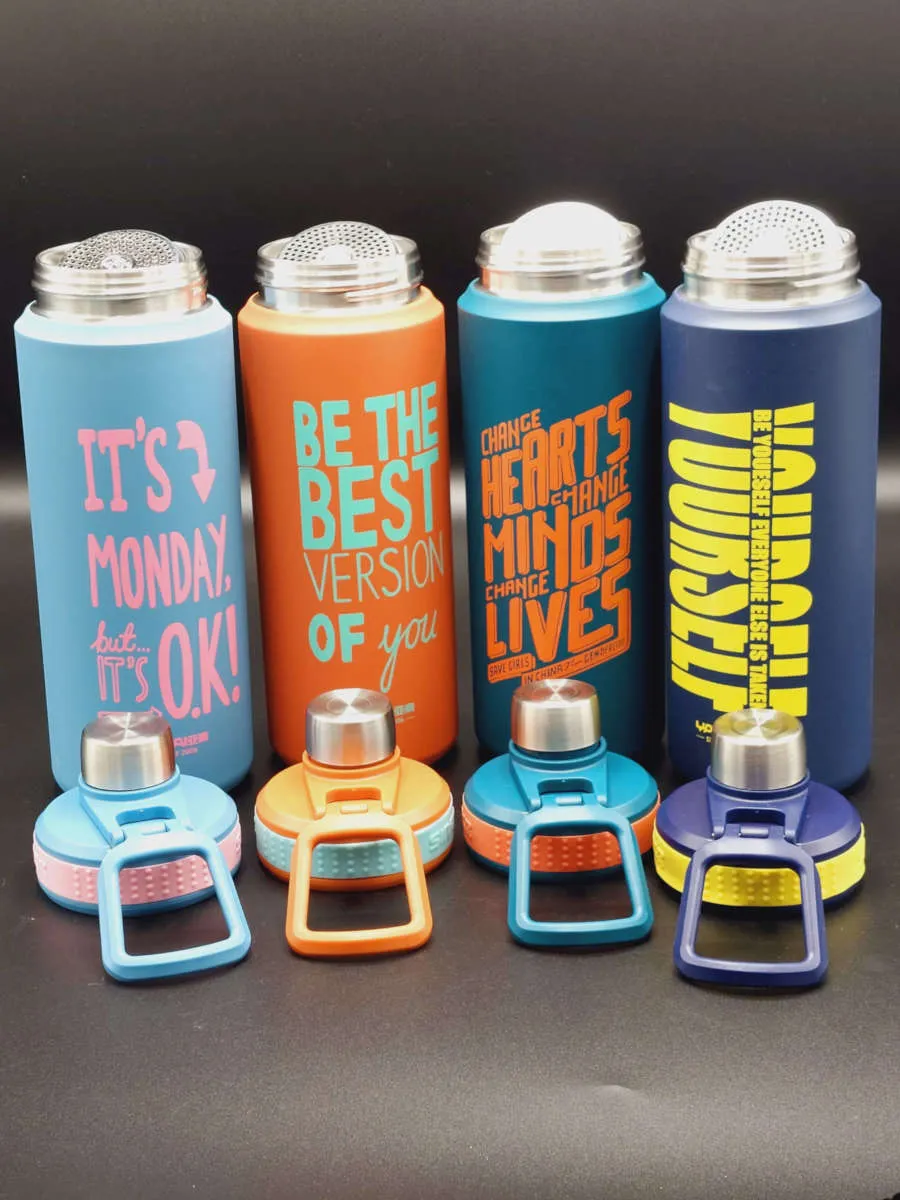 Typography Design Stainless Steel Sport Thermos Double Wall Insulated Water Bottle Vacuum Flask