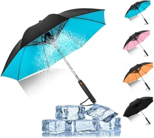 Umbrella with Fan and Mist Spray UV Blocking Umbrella Battery Powered Cooling Umbrella with Fan for Sand Travel Fishing Golfing Patio Picnics Camping