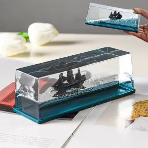 Unsinkable Boat in a Box, Cruise Ship Fluid Drift Bottle, Unsinkable Cruise Ship Toy, Cruise Ship Fluid Drift Model Decoration, Home Decoration Toys Gift. (Black)
