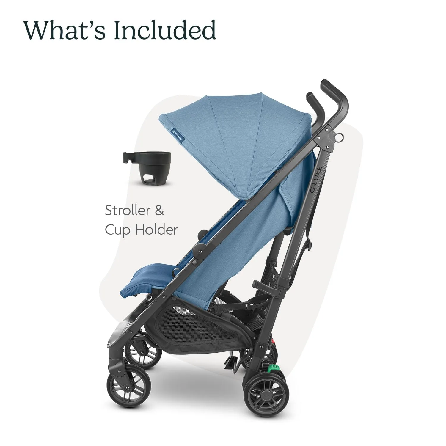 UPPAbaby G-Luxe Umbrella Stroller/Lightweight Design for Easy Travel/One-Step Fold   Recline/XL Basket   Canopy/Cup Holder Included/Charlotte (Coast Blue Mélange/Carbon Frame)