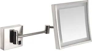 Vanity Mirror,Wall Mounted Mirrors Makeup Shaving Mirror Led Lighted Bathroom Mirror for Hotel Vanity with Adjustable Extendable Square 8 inch 3X Magnification Cosmetic Mirror (Color