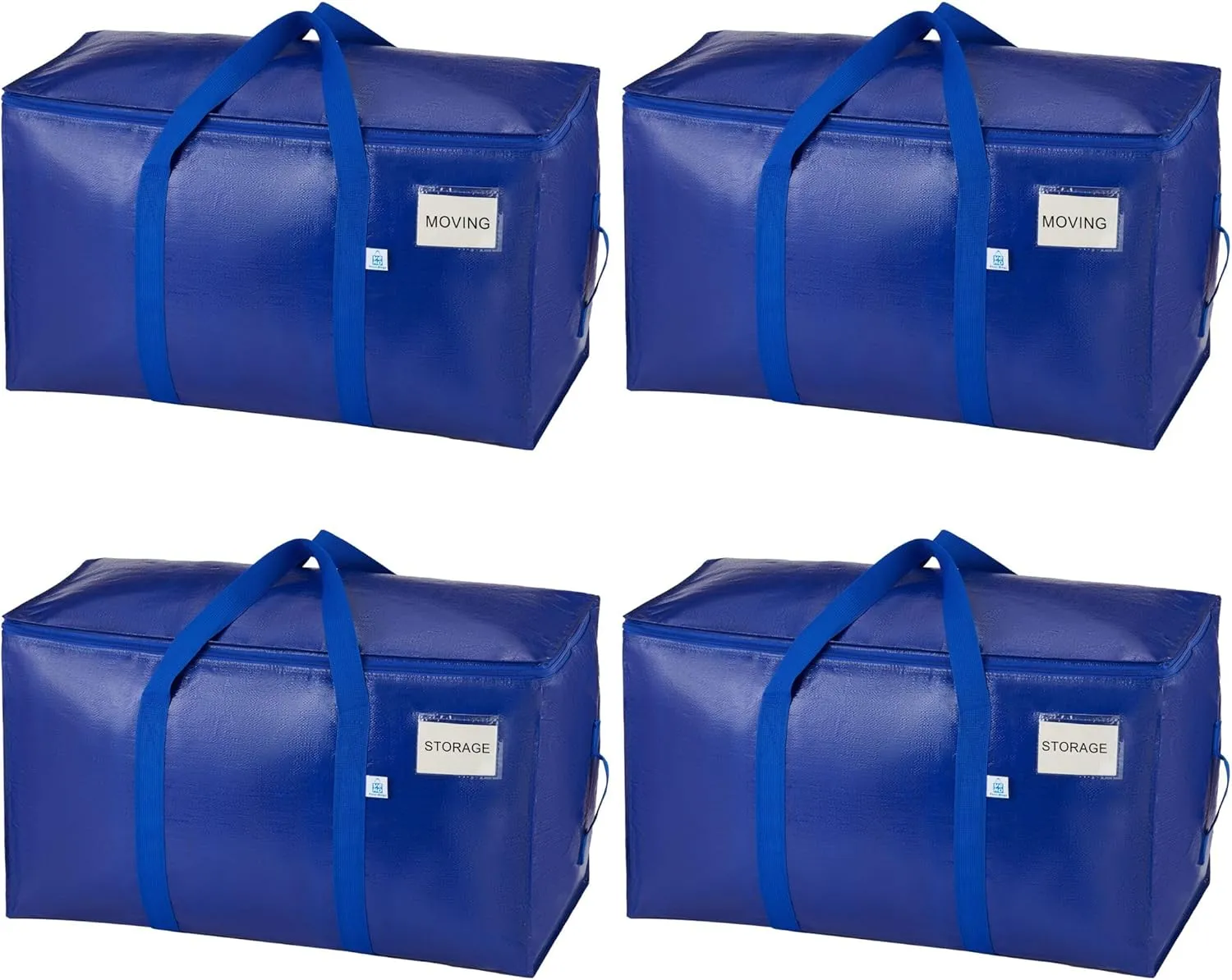 VENO 4 Pack Moving Bags, Upgraded Heavy Duty, Moving Boxes Alternative, Packing Storage Supplies for Dorm Room Essentials with Zipper for Clothes, Large Totes for Packaging (Blue, 4 Pack)