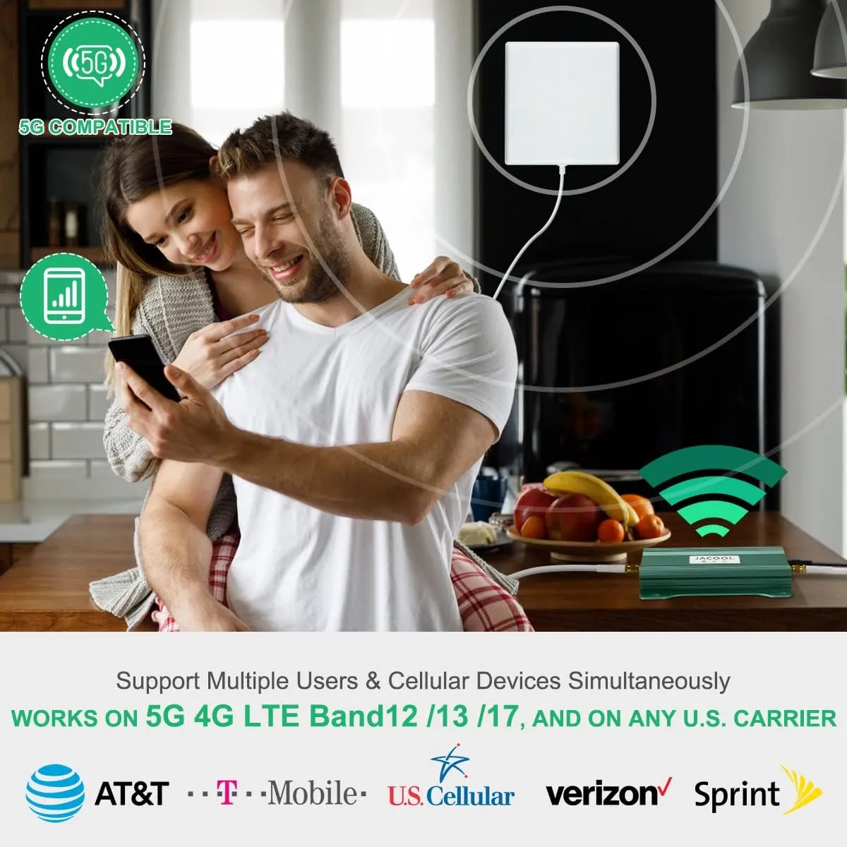 Verizon Cell Phone Signal Booster T Mobile Cellular Booster ATT Cell Phone Booster Home AT&T Cell Signal Booster Amplifier ATT Signal Repeater Verizon Network Extender 5G 4G LTE Band 12/13/17