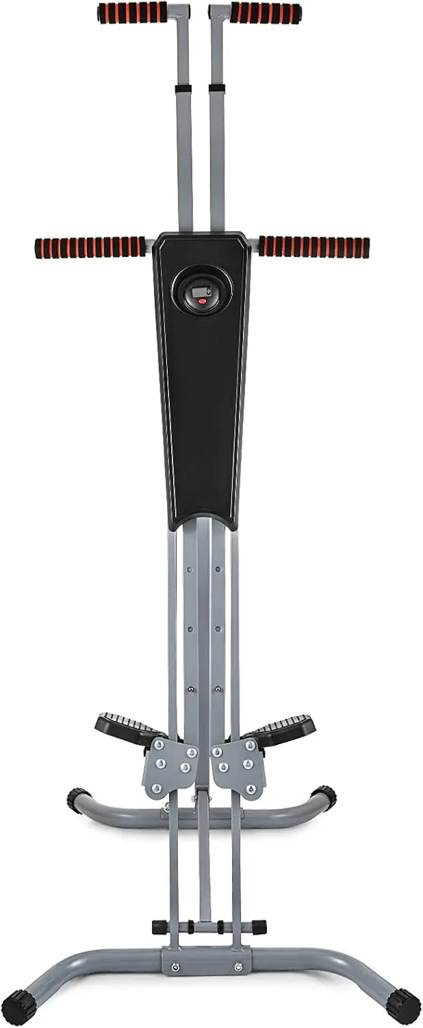 Vertical Climber, Full Body Fitness Step Climber for Home Gym, Cardio Climbing Machine with Step Counter, Adjustable Height, Steel Frame, 330lbs Resistance, Compact Folding Design