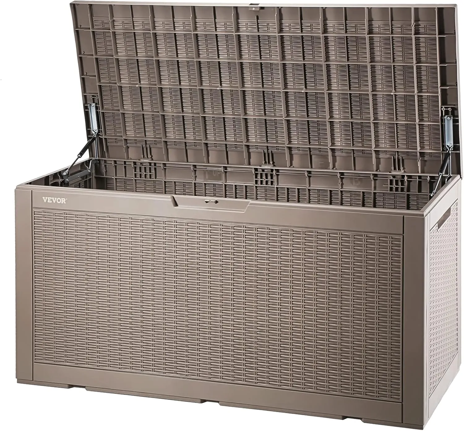 VEVOR Deck Box, 100 Gallon Outdoor Storage Box, 48.0" x 21.5" x 24.5", Waterproof PP Deckbox with Aluminum Alloy Padlock, for Patio Furniture, Garden Tools, Outdoor Cushions, Gray