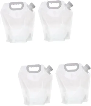 VICASKY 2sets Emergency Water Bag 5l Outdoor Sports Camping Hiking Folding Water Storage Leakproof Design 2pcs*2