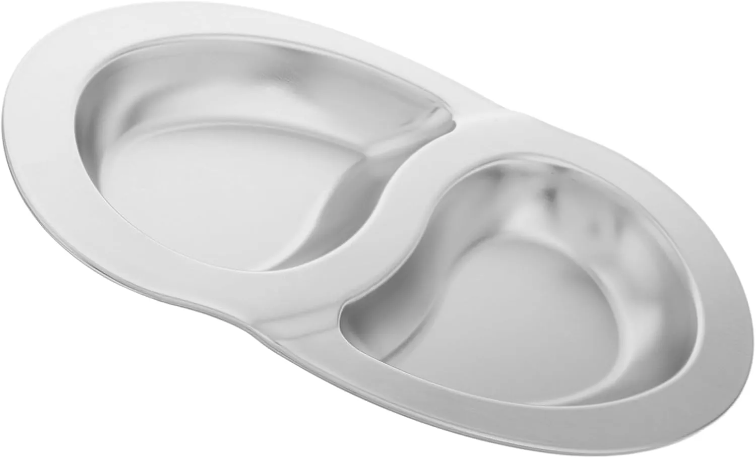 VICASKY Dual Compartment Stainless Steel Plate Outdoor Bbq Camping Picnic Serving Dish S-shape Divider Easy Serving