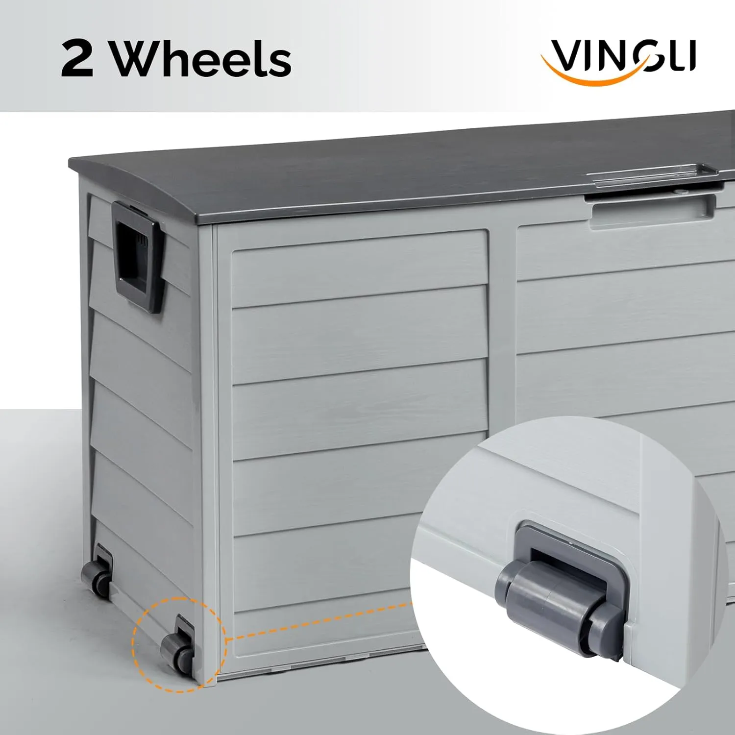 VINGLI 75 Gallon Outdoor Storage Box, Lockable Plastic Storage Containers with Lid, Patio Deck Box Furniture for Garden, Pool, Balcony, Yard (Black)