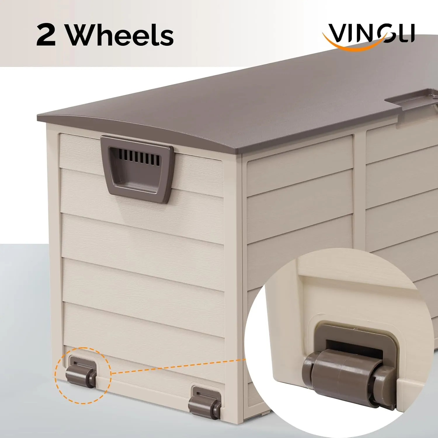 VINGLI 75 Gallon Outdoor Storage Box, Lockable Plastic Storage Containers with Lid, Patio Deck Box Furniture for Garden, Pool, Balcony, Yard (Coffee)
