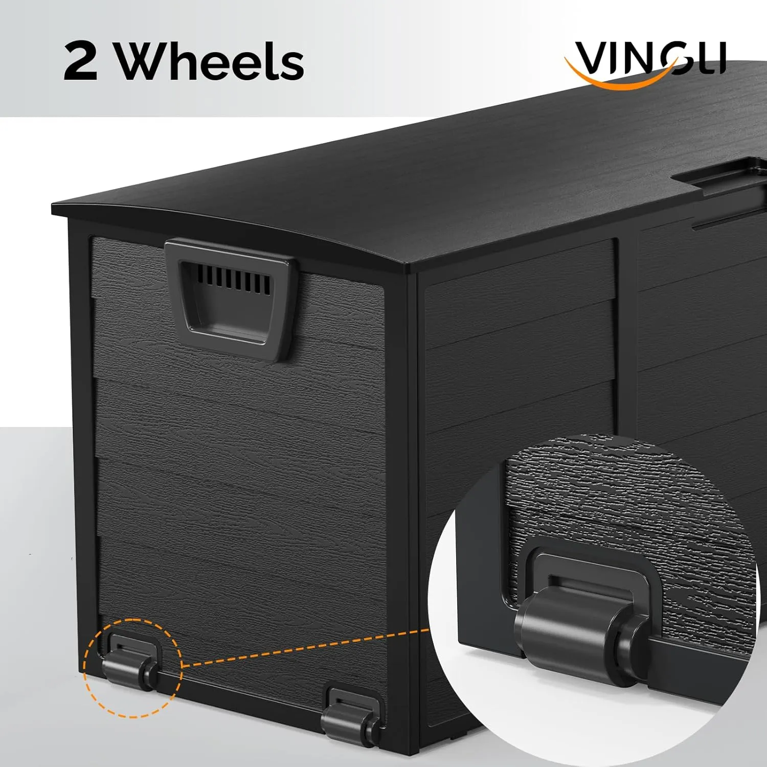 VINGLI 75 Gallon Outdoor Storage Box, Lockable Plastic Storage Containers with Lid, Patio Deck Box Furniture for Garden, Pool, Balcony, Yard (Full Black)
