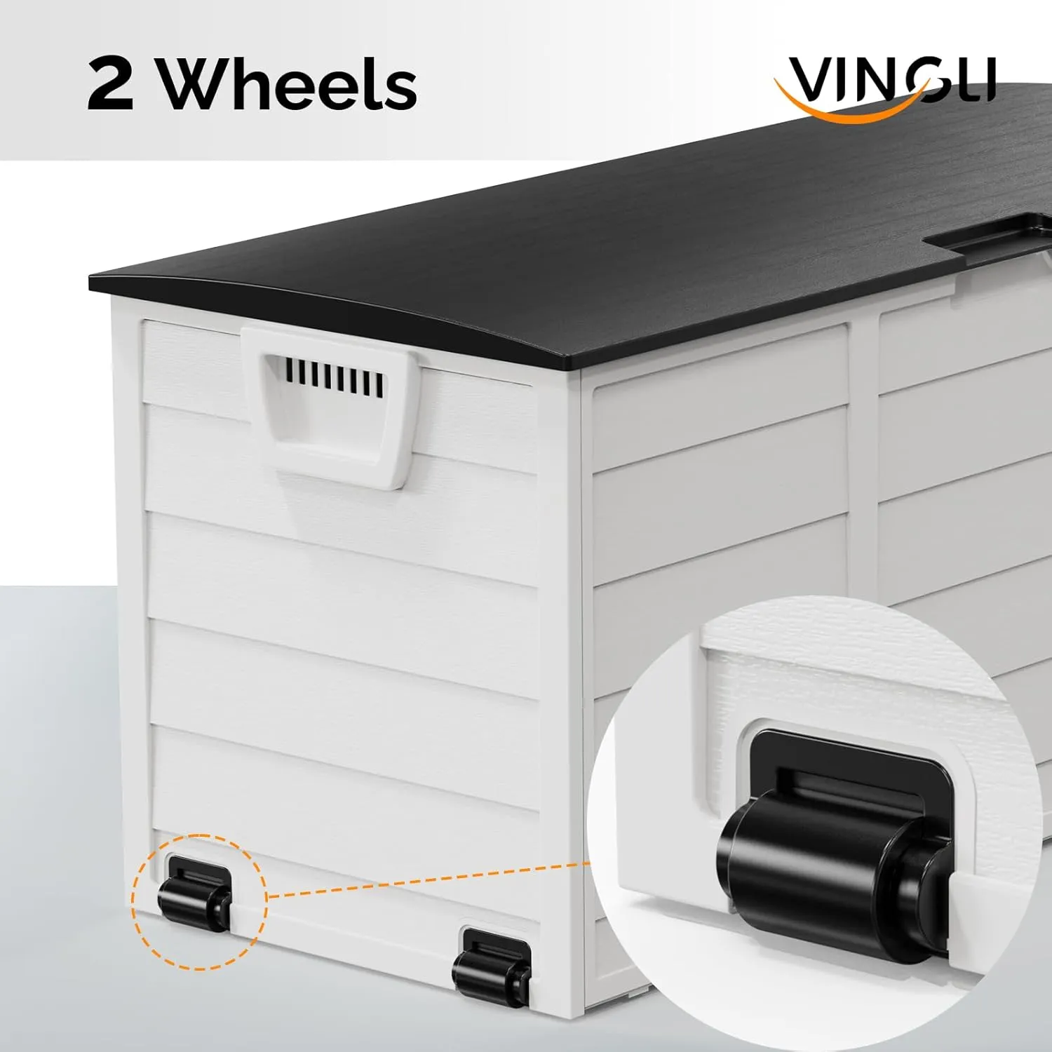 VINGLI 75 Gallon Outdoor Storage Box, Lockable Plastic Storage Containers with Lid, Patio Deck Box Furniture for Garden, Pool, Balcony, Yard (White)