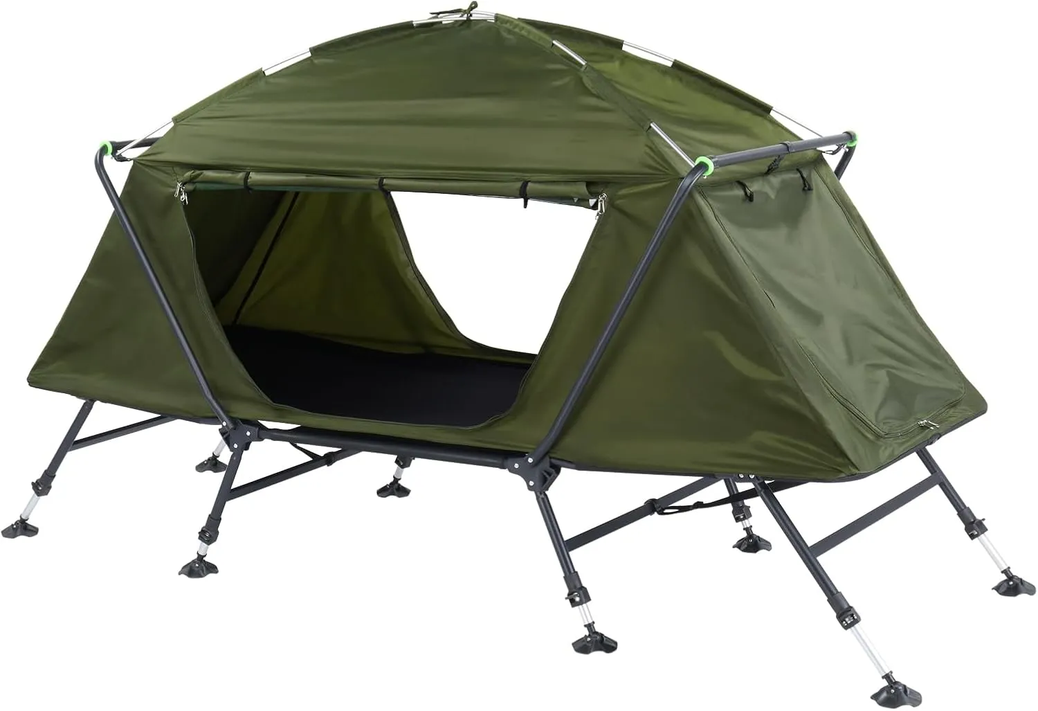 VINGLI Camping Tent Cots with Waterproof Rainfly, Portable Camping Tent Combo,Off-Ground Tent of Metal Frame, Easy to Set up, Multifunctional