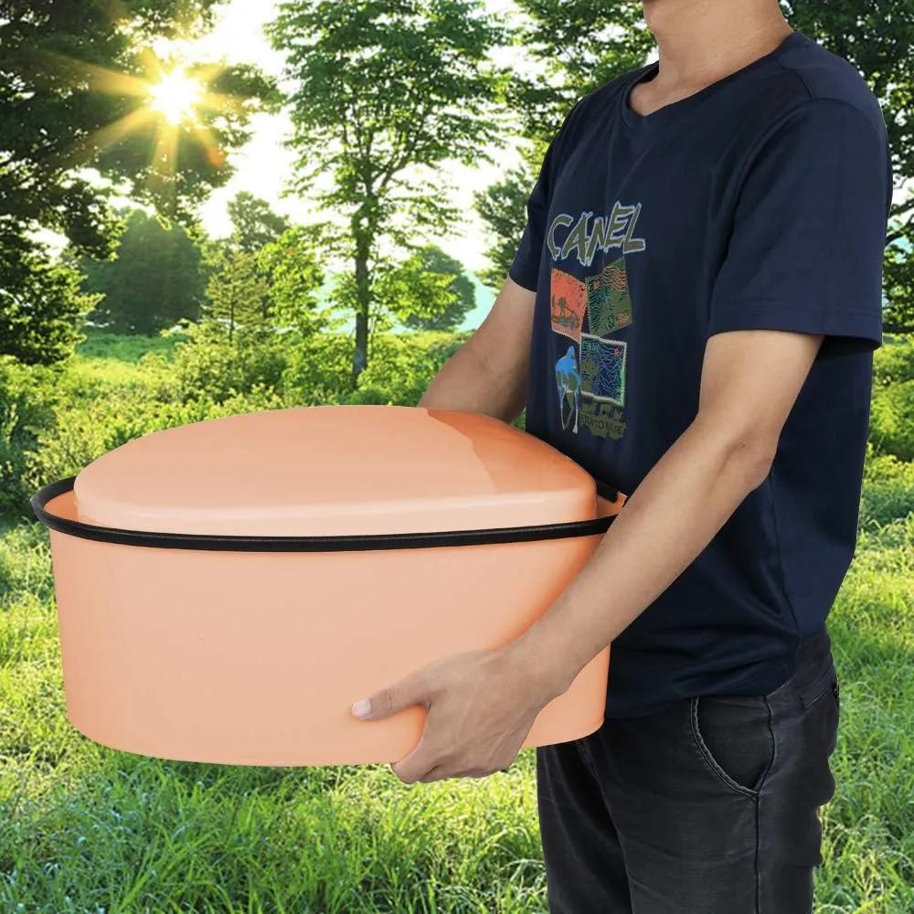 VINGLI Portable Toilet | Indoor Outdoor Commode w/Detachable Inner Bucket & Removable Paper Holder, Lightweight & Compact for Camping, Boat, Van, Emergency Use (Brown)