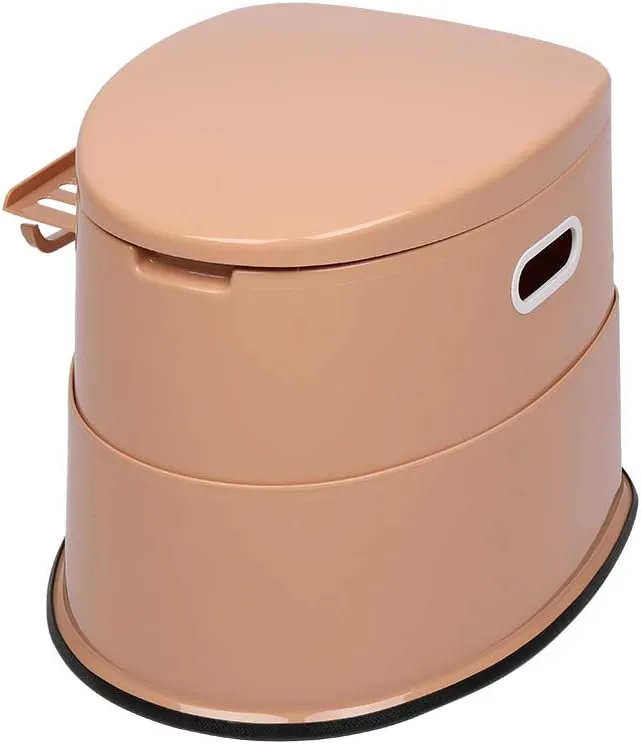 VINGLI Portable Toilet | Indoor Outdoor Commode w/Detachable Inner Bucket & Removable Paper Holder, Lightweight & Compact for Camping, Boat, Van, Emergency Use (Brown)