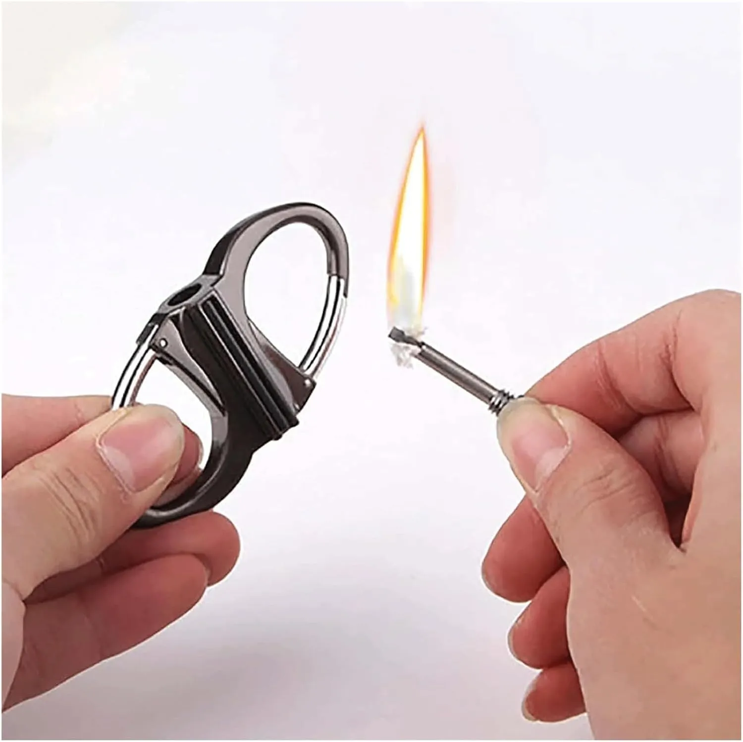 Vintage Keychain Match refillable Kerosene Lighter, Candle Travel Outdoor Camping (Fuel not Included)(Black)