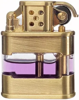 Vintage Trench Lighter Cool Transparent Lighter Liquid Refillable Windproof Brass Lighter for Men, with Blue Lighter Liquid Colorants (Golden)