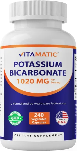 Vitamatic Potassium Supplement, 1020 mg, 240 Vegtable Capsules - Non-GMO - Gluten Free - Made in USA