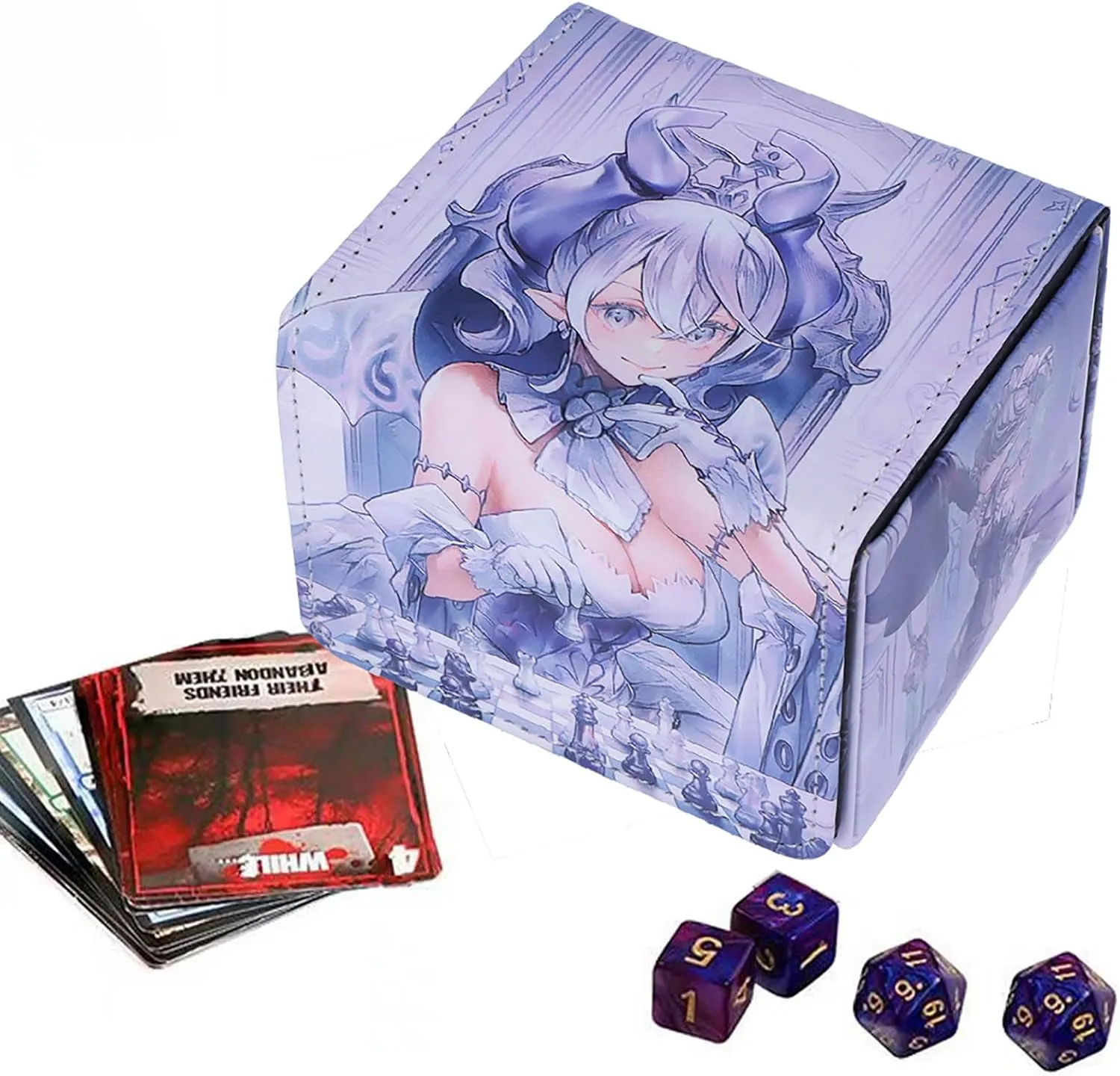 Volcanic Island ygo Game Card Deck Case Leather Storage Box Dragonmaid Silver Castle Arianna Ariane Magic TCG MCG Trading Card Cases Holder (P09)